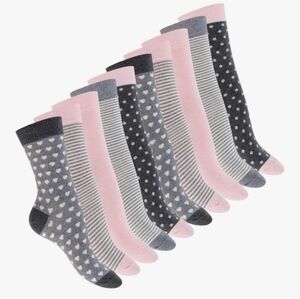 5 Pair Pink & Grey Socks Set